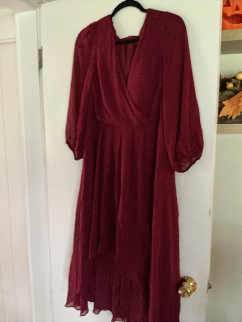 Ever Pretty Wine Wrap Midi Dress